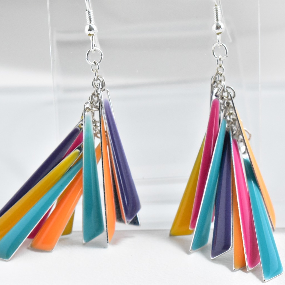 Colorful Pink Purple Orange and Blue Earrings